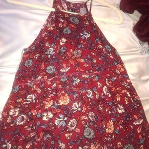 Flower Print Red Tank Top